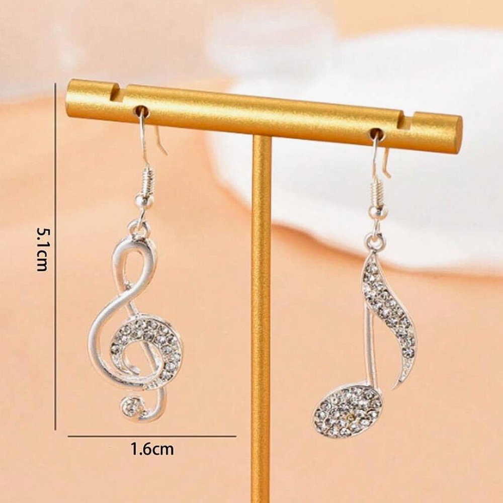 Any 4/$25! Silver Crystal Music Earrings - Picture 4 of 6